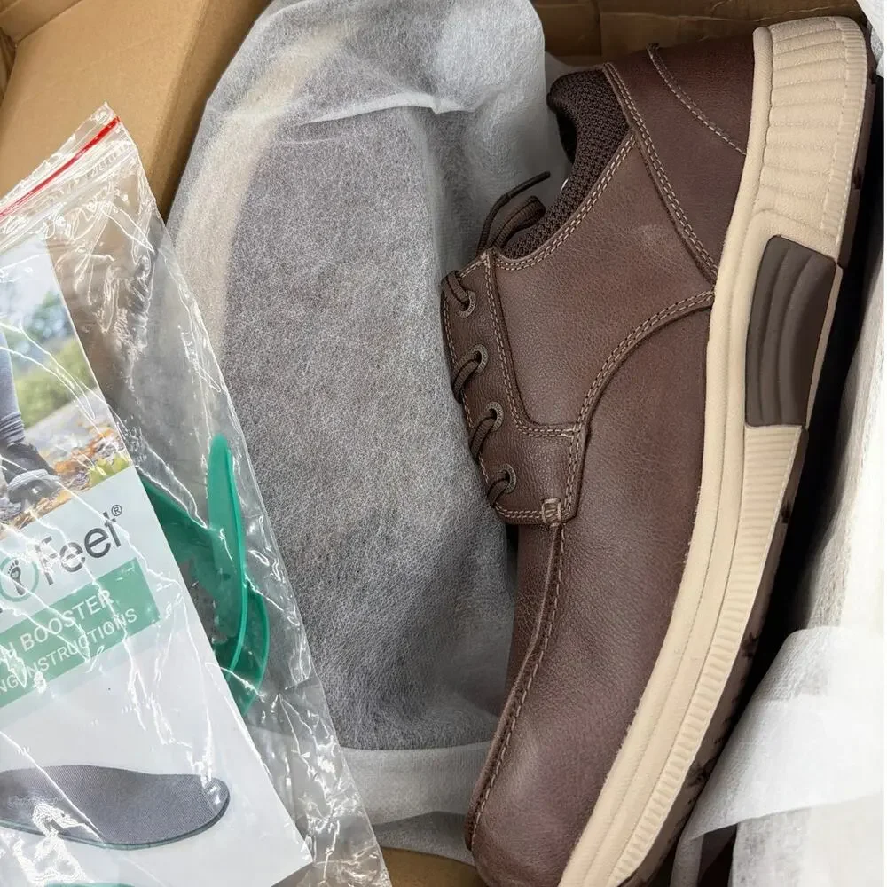 Orthofeet Leo Water Repellent Casual Shoe Brown Size 10.5 Wide